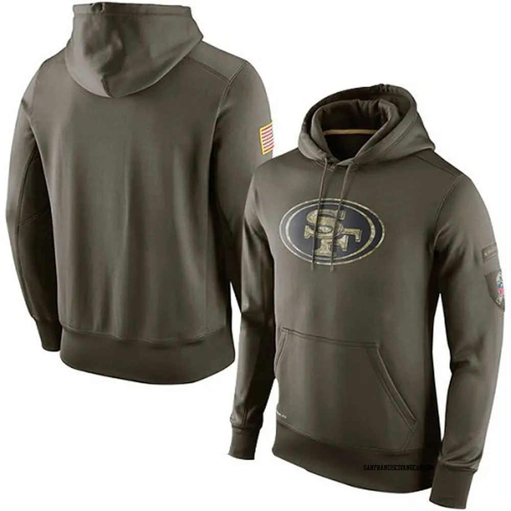 Men's san francisco 49ers nike olive salute to service sideline therma performance pullover hoodie best sale